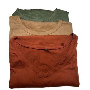 PLUS SIZE BUNDLE OF 3 Layering Essential Tee‎ Shirts Rust Green Tan Size XL-2XL